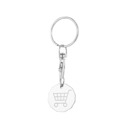 Portachiavi con Gettone Carrello in Acciaio Inox Sblocco Carrello Spesa Portatile Portachiavi in Metallo con Ciondolo Gettone