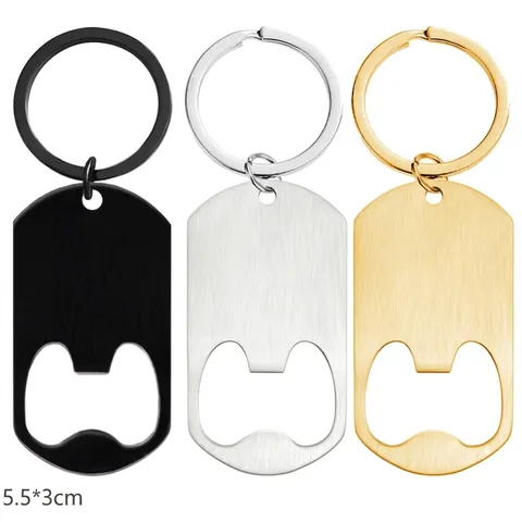 Portachiavi Apribottiglie in Acciaio Inossidabile Spazzolato Portachiavi Portatile Dog Tag per Uomo Papà Regalo Compleanno