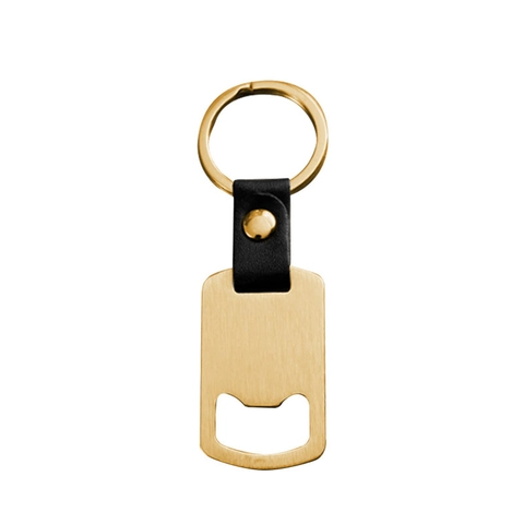 Stainless Steel Leather Bottle Opener Keychain For Men Father Day Gift Brushed Metal Key Ring Multitool Accessories