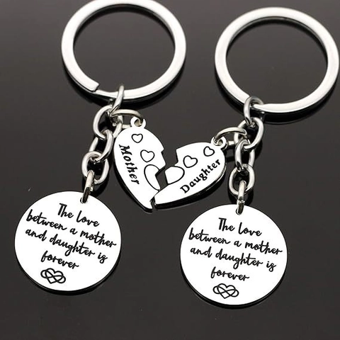 Moeder En Dochter Sleutelhanger Roestvrij Staal Forever Love Hart Puzzel Spiegel Gepolijst Sleutelring Geschenk Voor Mama Vrouwen