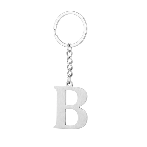 Brushed Stainless Steel 26 English Alphabet Letter Keychain For Women Men Silver Color Initial Name Key Ring Bag Pendant Gift