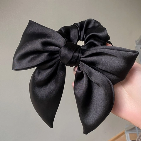 Chouchou Élégant À Grand Nœud En Satin Pour Femmes Porte Queue De Cheval En Tissu Soyeux Accessoire Cheveux Pour Fête