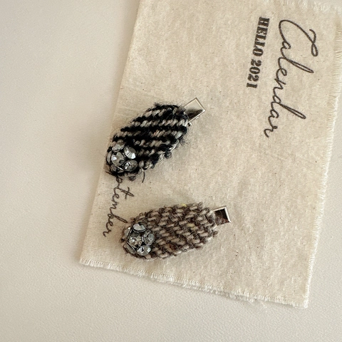 Elegante Legering Wollen Tweed Strass Krokodillenklem Voor Vrouwen Vintage Ovalen Zijclip Mode Haaraccessoires Styling Cadeau