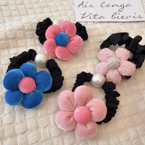 Dolci Elastici per Capelli in Stile Coreano con Perla Artificiale Tessuto Elastico Scrunchies per Ragazze Bambini Carini Elastici a Fiori