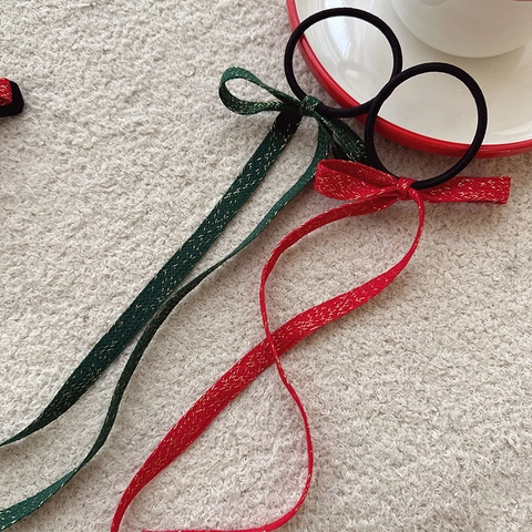 Festliche Weihnachts Haarschleifen Mit Langen Bändern Und Gold Metallischem Seidenglanz Für Damen Mädchen Rot Grün Haarklammern Haargummis
