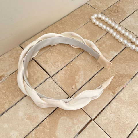 Cerchietto Intrecciato in Satin Francese Con Perle Artificiali Elegante Fascia per Capelli per Donna Lavaggio Viso Quotidiano