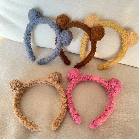 Simpatica Fascia per Capelli in Peluche con Orecchie di Orso in Lana di Agnello Pile per Donna Ragazza Lavaggio Viso Trucco Maschera Morbido Accessorio per Capelli Animali