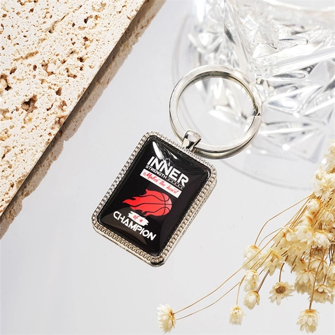 Sporty Basketball Inspirational Quote Pendant Necklace Zinc Alloy Rectangular Metal Tag Keychain For Men Women Gift