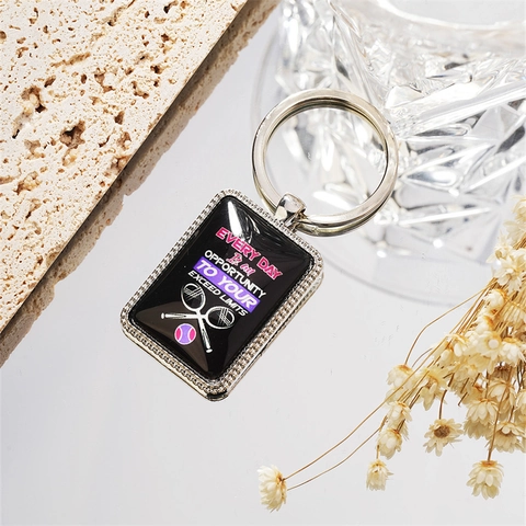 Tennis Inspirational Quote Dog Tag Pendant Keychain Necklace For Athletes Men Women Sports Gift Metal Hanging Ornaments