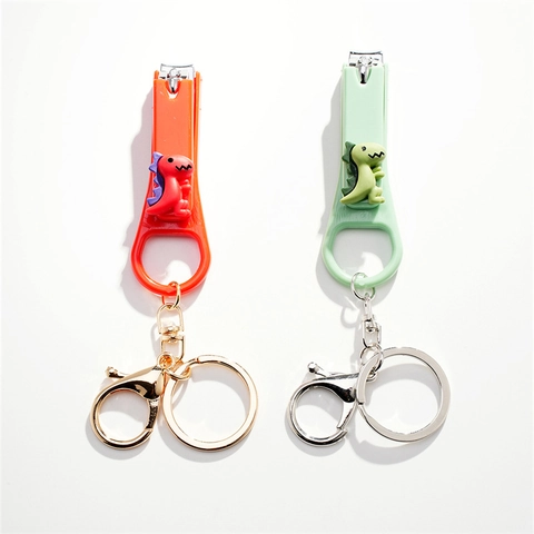 Schattige Cartoon Dinosauriër Nagelknipser Sleutelhanger Creatieve Flesopener Metalen Sleutelring Voor Mannen Vrouwen Koppel Mode Cadeau