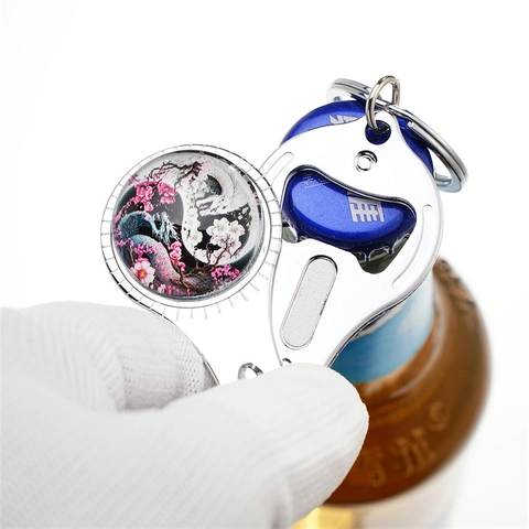 Portable Metal Nail Clipper Keychain Multi-functional Artistic Tai Chi Pattern Key Ring Grooming Tool Pendant For Daily Use
