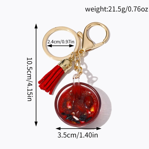 Creatieve Simulatie Voedsel Pap Kom Sleutelhanger Hars Miniatuur Rode Bonen Gierst Mungbonen Pap Kwastje Tas Hanger Legering Sleutelring