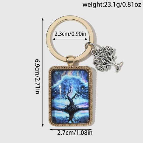 Tree of Life Time Glass Metal Keychain Creative Artistic Couple Keyring Vintage Backpack Bag Hanging Ornament Gift