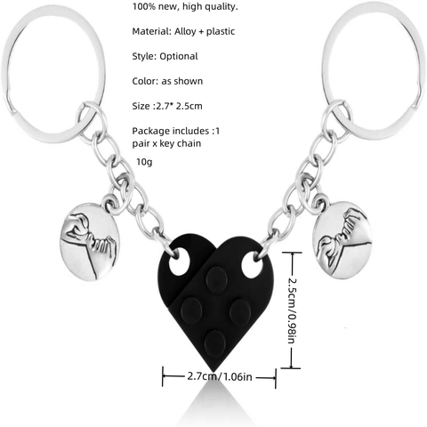 Couple Heart Building Block Keychain Matching Pinky Swear Gesture Pendant Plastic Brick Keychain For Best Friends Lovers