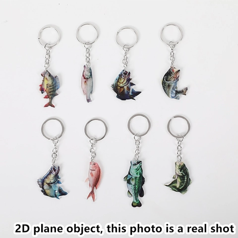 Realistic Acrylic Bass Fish Keychain For Fishing Lovers Men Women Realistic Fish Charm Bag Pendant Decorative Key Ring Gift