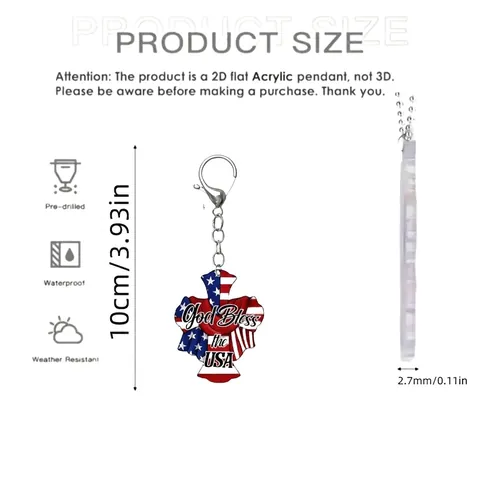 2D Plat Acryl Kruis Adelaar Sleutelhanger Amerikaanse Vlag Patroon God Bless USA Auto Hanger Religieuze Patriottische Sleutelring