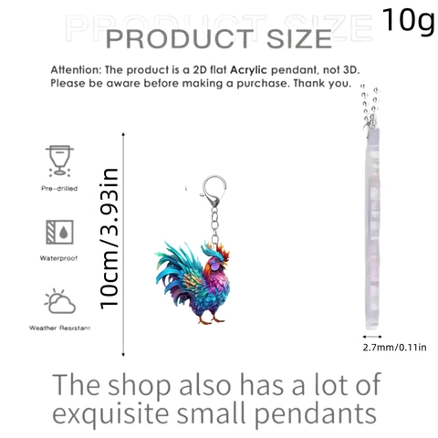 Llavero de Gallo de Acrílico Colorido Colgante de Animal 2D Decoración para Bolso Regalo de Acción de Gracias Hombre Mujer