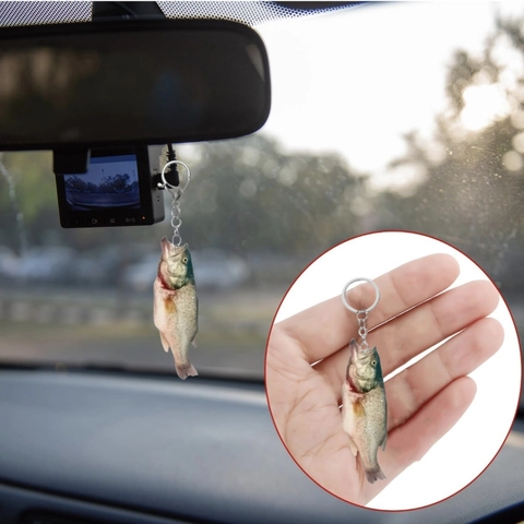 Portachiavi Realistico Persico Trota in Acrilico 2D Piatto Pesce Pendente Specchietto Auto Regalo Festa del Papà Uomo Donna