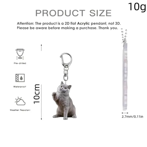 Portachiavi Realistico in Acrilico con Gatto Ciondolo per Borsa a Forma di Animale British Shorthair Tigrato Arancione Regalo