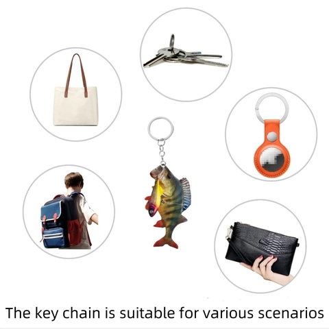 Portachiavi Realistico a Forma di Pesce Persico in Acrilico 2D Pendente Multicolore Stile Esca da Pesca per Chiavi Auto Zaino Decorazione