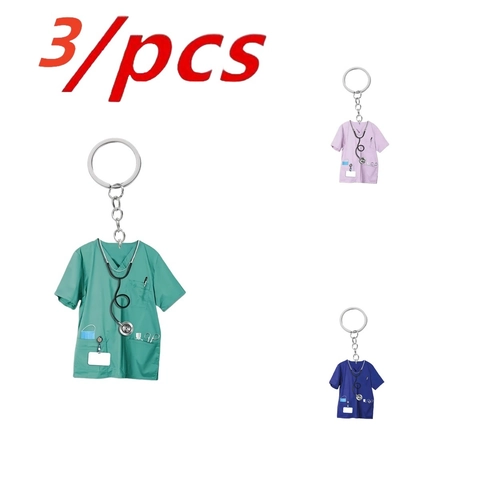Portachiavi in Acrilico con Divisa da Infermiere Medico Motivo Stetoscopio 2D Piatto Ciondolo per Borsa Regalo Professionale Giornata dell'Infermiera