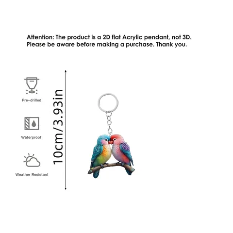 Acryl Papegaai Sleutelhanger Kleurrijke Vogel Hanger Sleutelring Voor Vogelliefhebbers Tas Decoratie Realistische Tropische Dieren Ornament