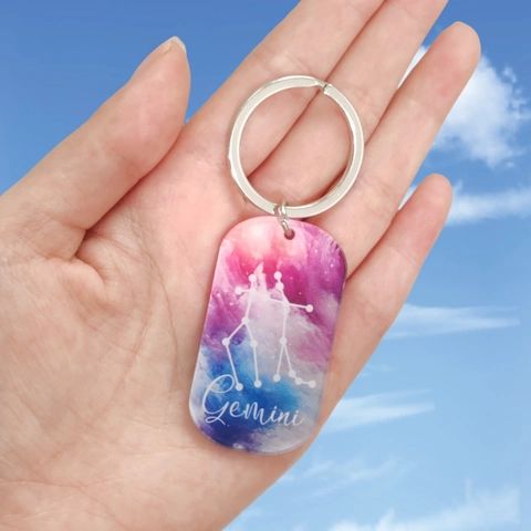 Doce Constelaciones del Zodiaco Llavero de Acrílico Impresión 2D Doble Cara Galaxia Nebulosa Colgante Bolso Amuleto Regalo