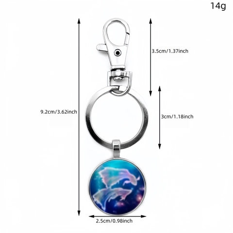 12 Zodiac Constellation Time Gem Keychain Zinc Alloy Glass Starry Nebula Key Ring For Birthday Gift Galaxy Bag Hanging Ornament