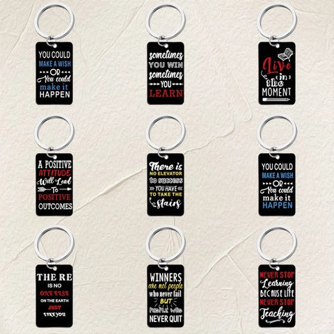 Inspirierende Englische Zitate Acryl Schlüsselanhänger Rechteckig Schwarz Motivierendes Motto Metallring Geschenk Für Studenten