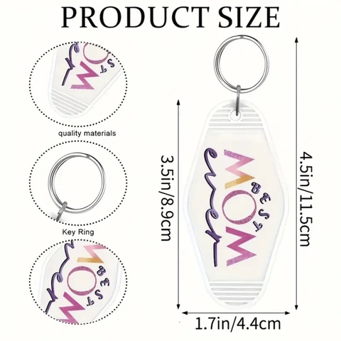 Vintage Motel Style Acrylic Keychain For Mother's Day Retro Hotel Key Tag With Printed Mama Mom Mode Designs For Women Gift