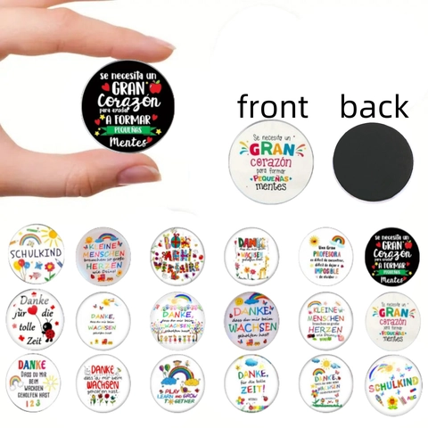 Lot de 18 Aimants de Réfrigérateur pour Remise des Diplômes 25mm Aimants Ronds en Verre pour Bureau École Cadeau Professeur