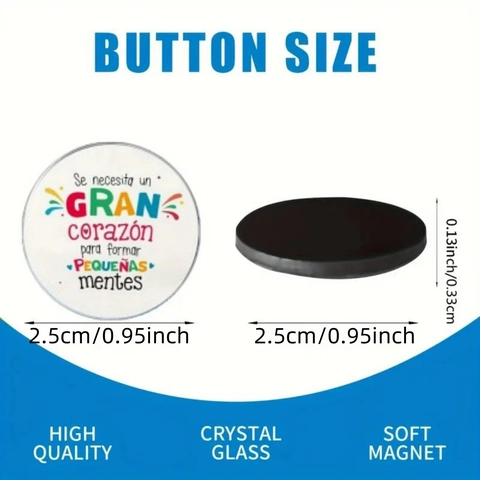 Lot de 18 Aimants de Réfrigérateur pour Remise des Diplômes 25mm Aimants Ronds en Verre pour Bureau École Cadeau Professeur