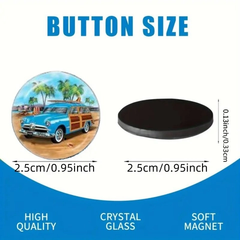 Runde Glas Kühlschrankmagnete Retro Campingbus Dekorative Magnetsticker Für Kühlschrank Whiteboard Heim Büro Deko