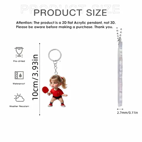 Acrylic Sports Theme Cartoon Character Keychain Basketball Soccer Volleyball Yoga Athlete Figures Backpack Pendant Gift For Sports Fans