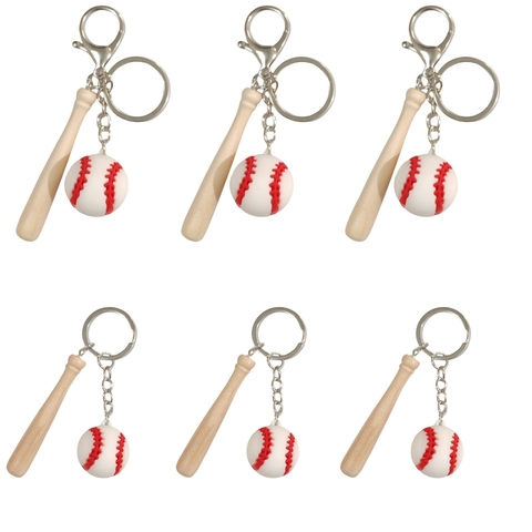 3D Sport Baseball Schlüsselanhänger Mit Mini Holz Schläger Simulation Ball PVC Tasche Anhänger Auto Schlüsselring Sportliches Zubehör Geschenk