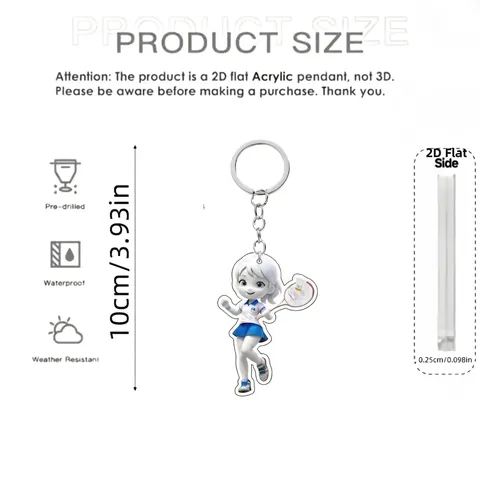 Cartoon Sport Mädchen Acryl Schlüsselanhänger Badminton Tennis Spieler Flach Anhänger Tasche Anhänger Mit Metallverschluss