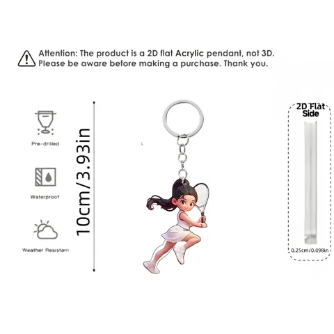 Acryl Tennis Mädchen Schlüsselanhänger Cartoon Sportliche Figur Rucksack Ornament Modernes Kunstdesign Für Damen Mädchen Taschendeko