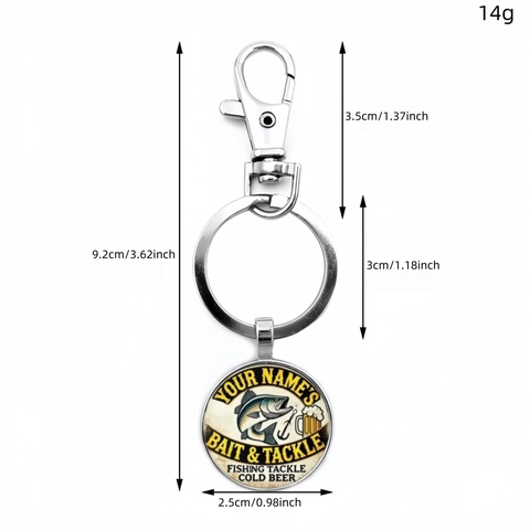 Vintage Zinc Alloy Fishing Keychain Glass Cabochon Bass Slogan Pendant Key Ring Outdoor Sport Accessory Accessory For Gift