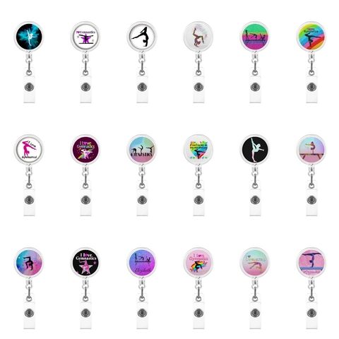 Retractable Gymnastics Badge Reel Holder ABS Plastic Name Tag Clip With Metal Belt Clip For ID Card Nurse Office School