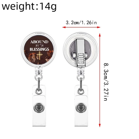 Retractable Badge Reel Inspirational Religious Cross Design ABS Plastic Rotating Clip ID Name Card Holder For Nurse Office Staff Teacher