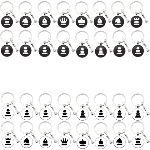 Chess Time Gem Keychain Zinc Alloy Glass Pendant For Car Bag Decoration Vintage Unisex Gift King Queen Knight Rook