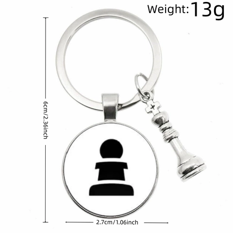 Chess Time Gem Keychain Zinc Alloy Glass Pendant For Car Bag Decoration Vintage Unisex Gift King Queen Knight Rook
