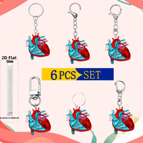Anatomy Human Heart Keychain Acrylic Medical Nurse Student Gift 2D Flat Bag Charm Creative Science Accessory Jewelry