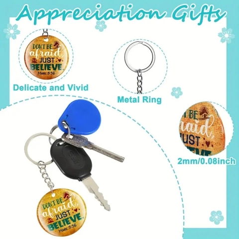 Acrylic Round Bible Verse Cross Keychain Set Religious Prayer Gifts For Teachers Day Commuting Decorative Keyring