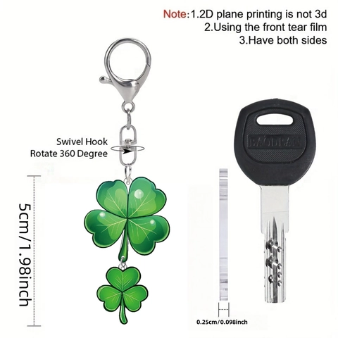 Glück Vierblättriges Kleeblatt Acryl Schlüsselanhänger Set Grün Shamrock Anhänger 2D Flach Tasche Anhänger Geschenk