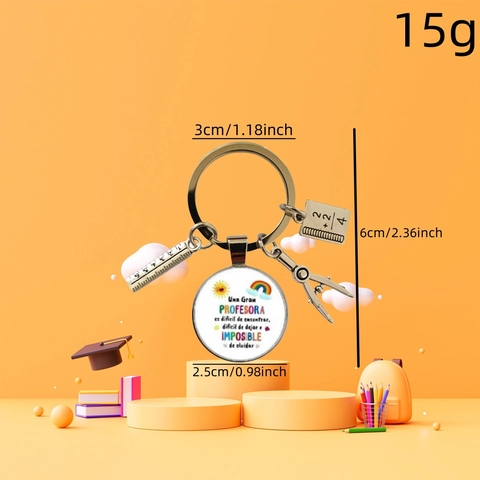 Teacher Appreciation Keychain Zinc Alloy Creative Math Science Educational Charms Graduation Gift For Educators