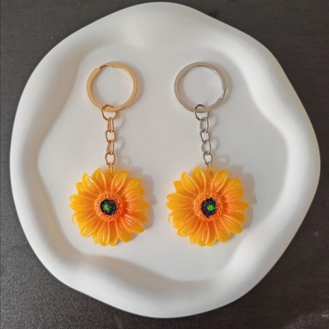 Portachiavi Creativo in Resina a Forma di Girasole 3D per Donna Ciondolo per Borsa Moda Floreale Portachiavi in Lega Metallica