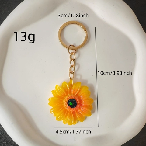 Portachiavi Creativo in Resina a Forma di Girasole 3D per Donna Ciondolo per Borsa Moda Floreale Portachiavi in Lega Metallica