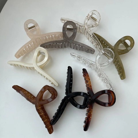 Pinza para el Pelo Grande de Acrílico Minimalista para Mujer Color Gelatina Cinta Retorcida Clip Antideslizante para Cabello Grueso