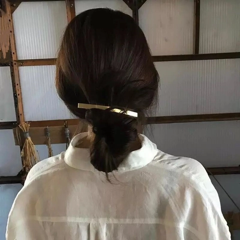 Minimalist Metal Hair Clip For Women Simple Brushed Texture Spring Barrette Gold Silver Geometric Rectangle Hairpin